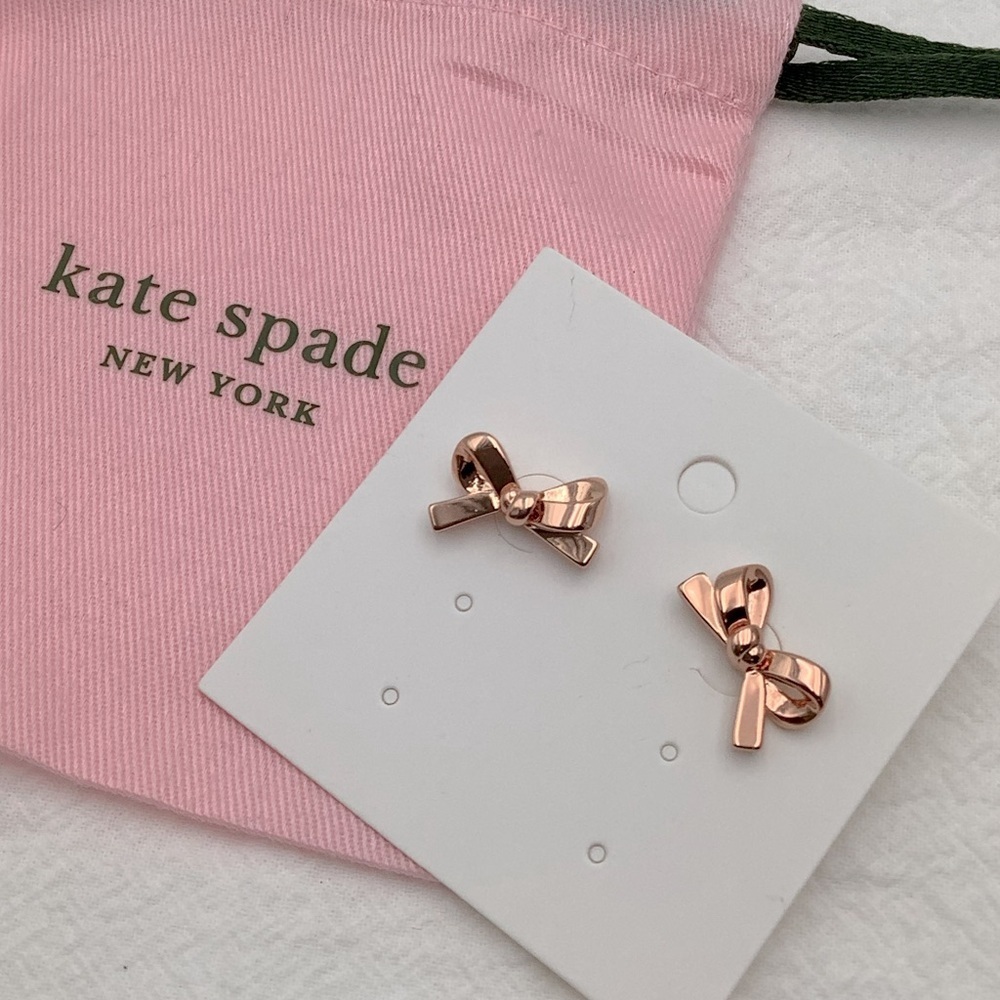 Kate Spade Rose Gold Bow Pierced Earrings #308